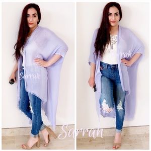 New Soft Boho High Low Cardi -Wrap w/Fray Trim